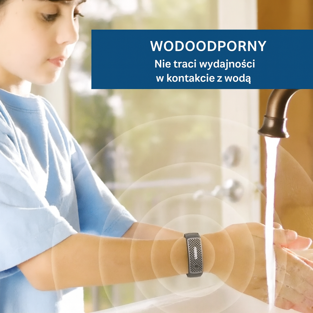 Opaska odstraszająca komary ultradźwiękowa USB – wodoodporna, bez chemii, dla dzieci i dorosłych