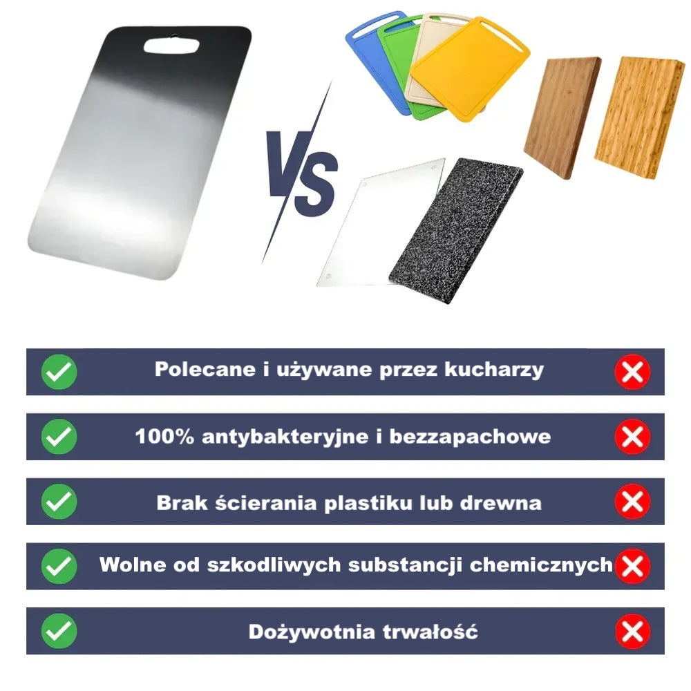 Deska do krojenia z powłoką tytanową – z uchwytem, zaokrąglone krawędzie