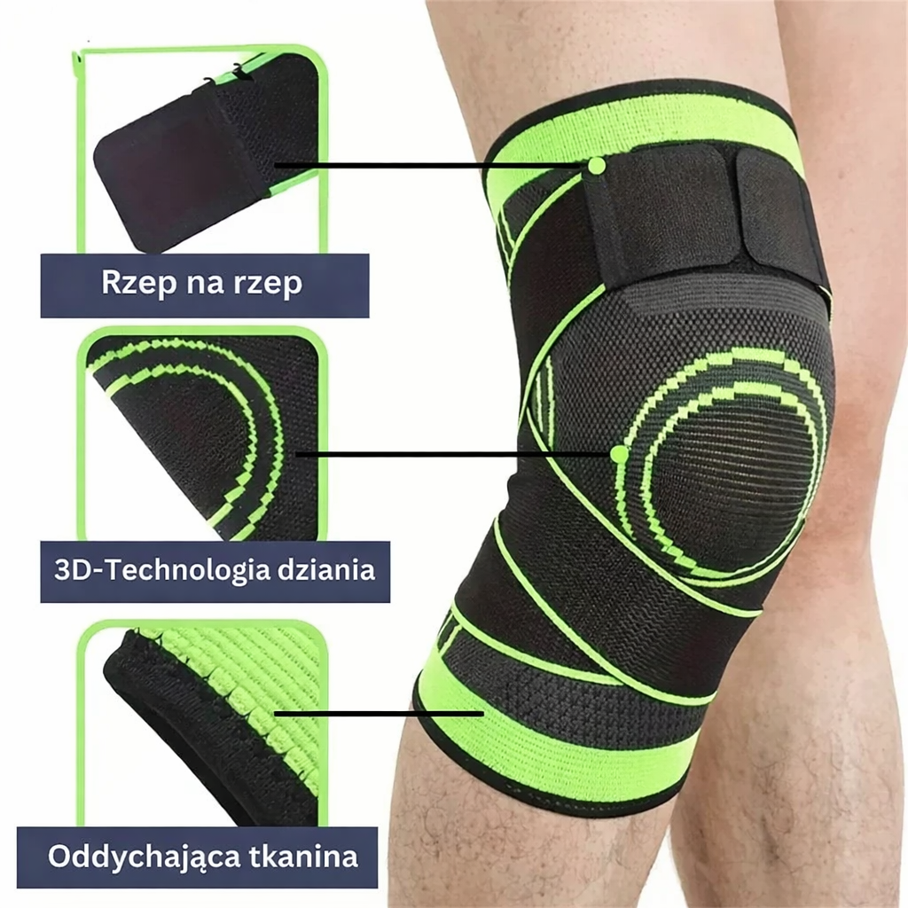 Opaska sportowa na kolano z regulacją – elastyczna, z uciskiem