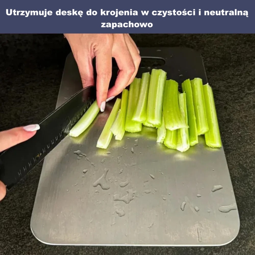 Deska do krojenia z powłoką tytanową – z uchwytem, zaokrąglone krawędzie