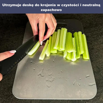 Deska do krojenia z powłoką tytanową – z uchwytem, zaokrąglone krawędzie