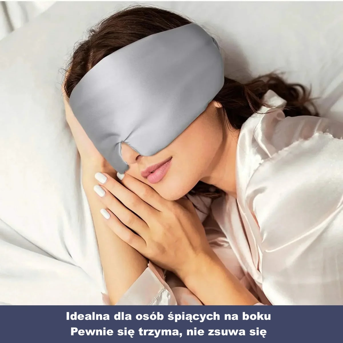 Jedwabna opaska na oczy do spania – z regulacją, dla śpiących na boku
