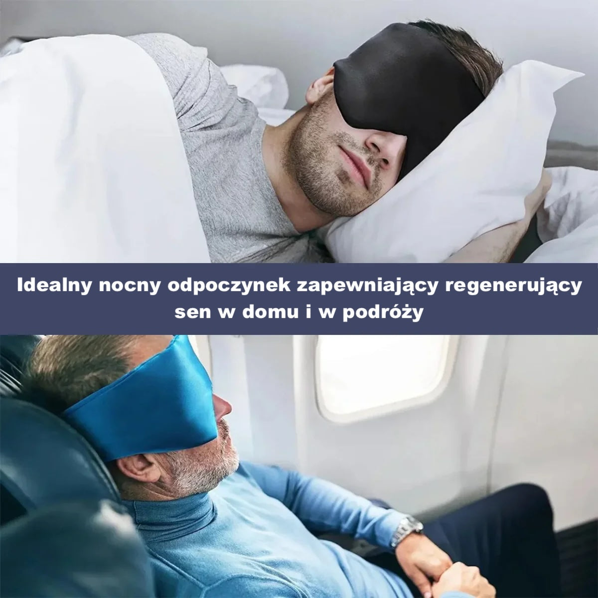 Jedwabna opaska na oczy do spania – z regulacją, dla śpiących na boku