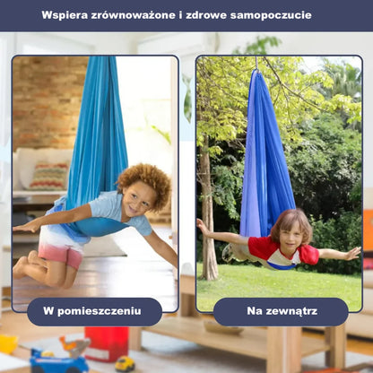 Huśtawka sensoryczna z elastycznej tkaniny – do wnętrz i na zewnątrz