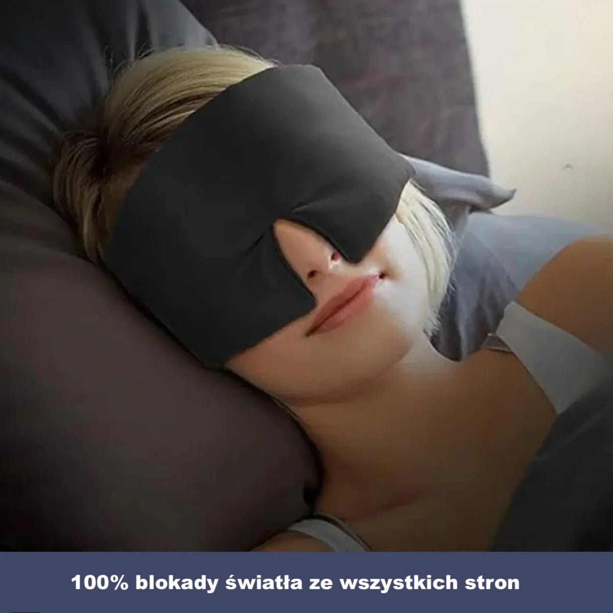 Jedwabna opaska na oczy do spania – z regulacją, dla śpiących na boku