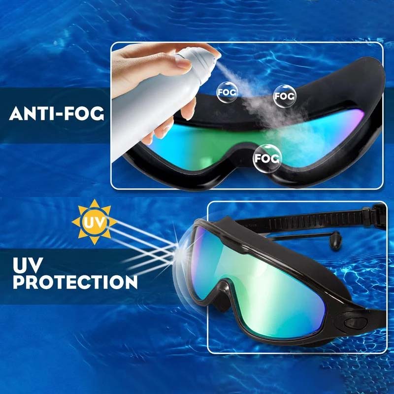Okulary pływackie z powłoką anti-fog i filtrem UV – szerokokątne okulary do pływania z regulacją