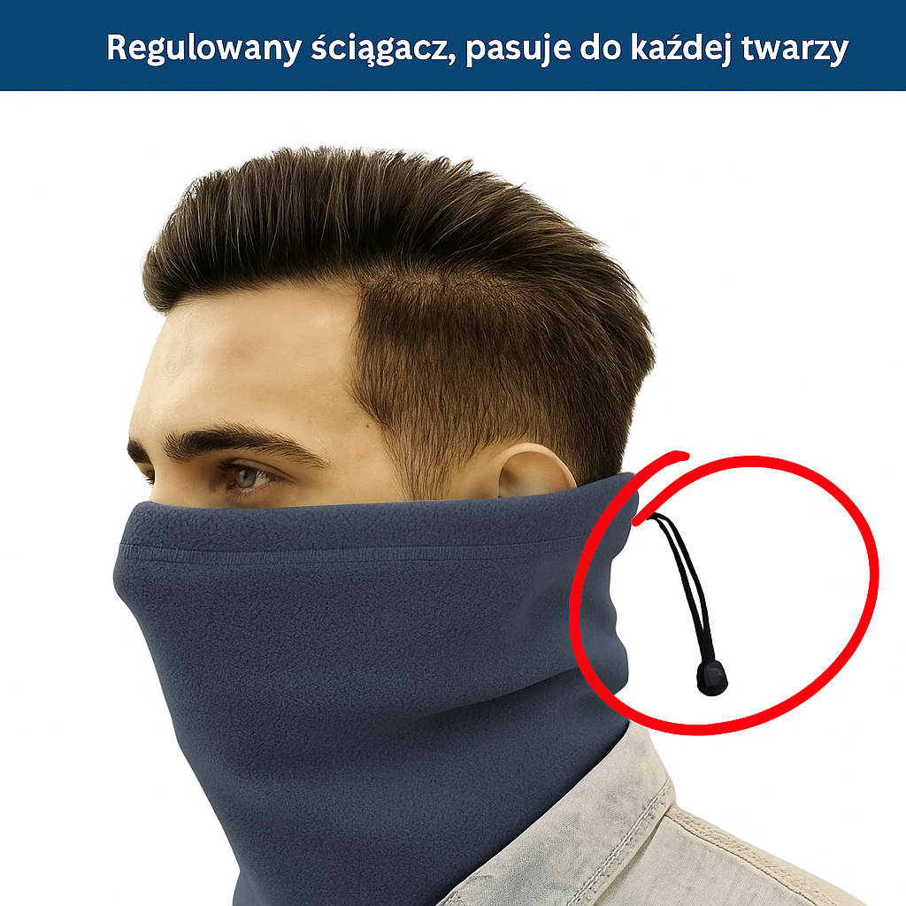 Komin polarowy zimowy z regulacją – ocieplany, wielofunkcyjny, na rower, narty i codzienne noszenie