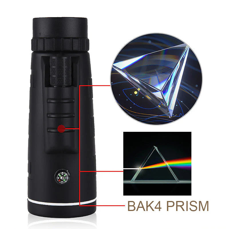 Monokular teleskopowy 500x – luneta z uchwytem na telefon i statywem HD