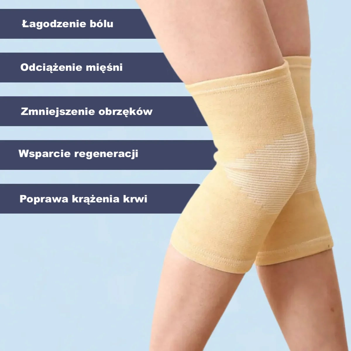 Opaski sportowe na kolana z włóknem bambusowym – elastyczne, oddychające