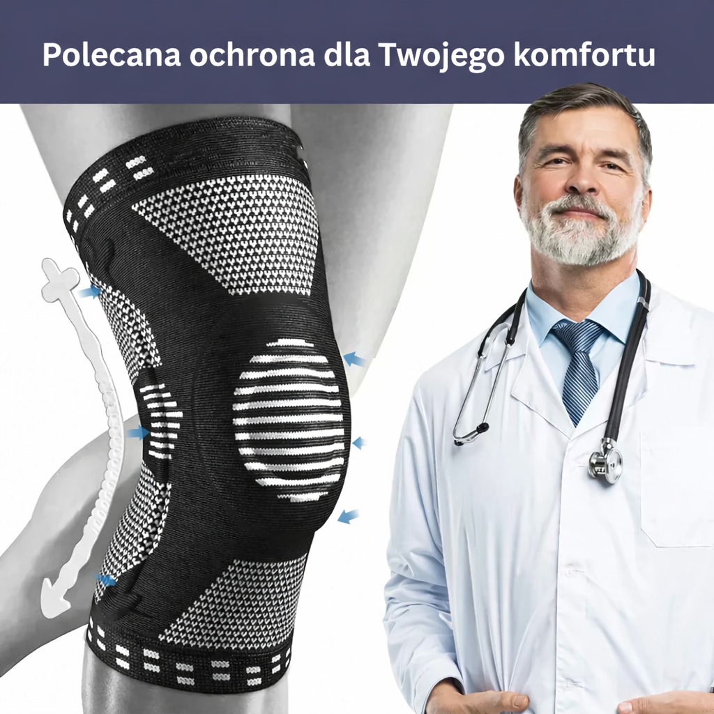 Opaska sportowa na kolano z żelową wkładką – elastyczna, oddychająca, z kompresją