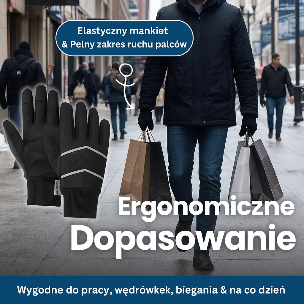 Rękawice zimowe męskie z ociepleniem  – wodoodporne, oddychające, antypoślizgowe