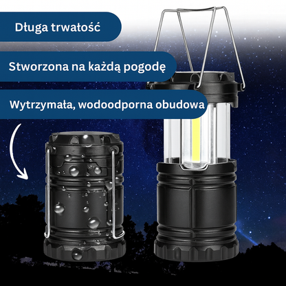 Lampa turystyczna LED COB składana – kompaktowa latarnia na camping i awaryjne oświetlenie