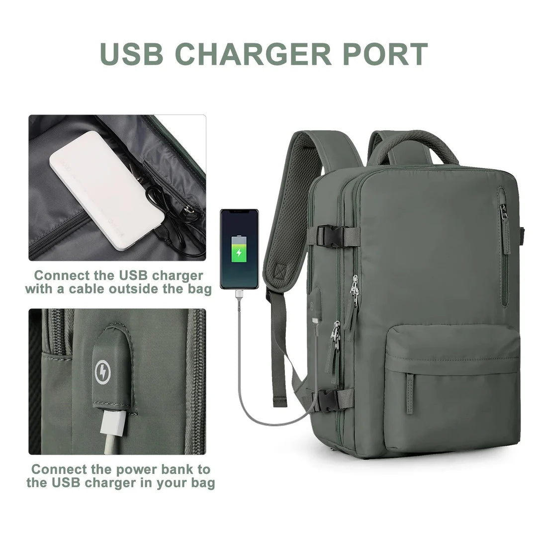 Plecak podróżny z kieszenią na laptopa – wielofunkcyjny plecak z portem USB i organizerem