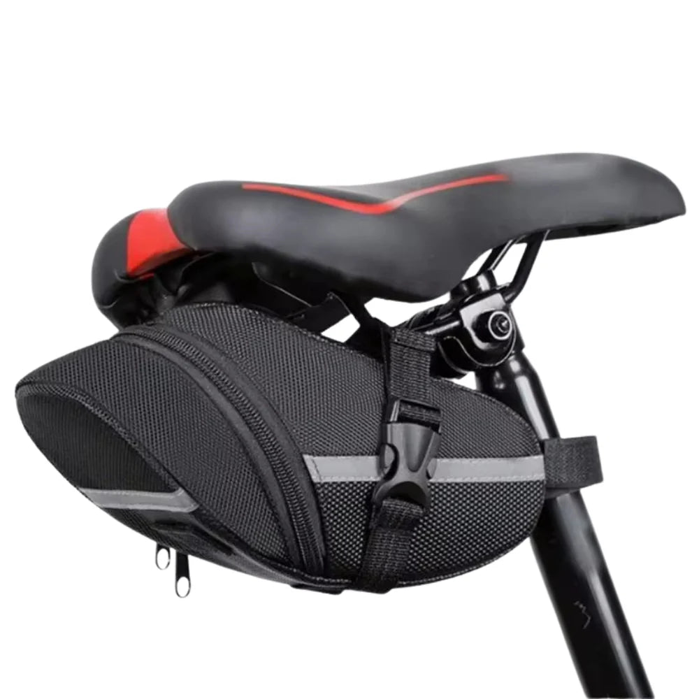 Torba rowerowa podsiodłowa z odblaskiem – montaż na rzep, wodoodporna sakwa na akcesoria i narzędzia