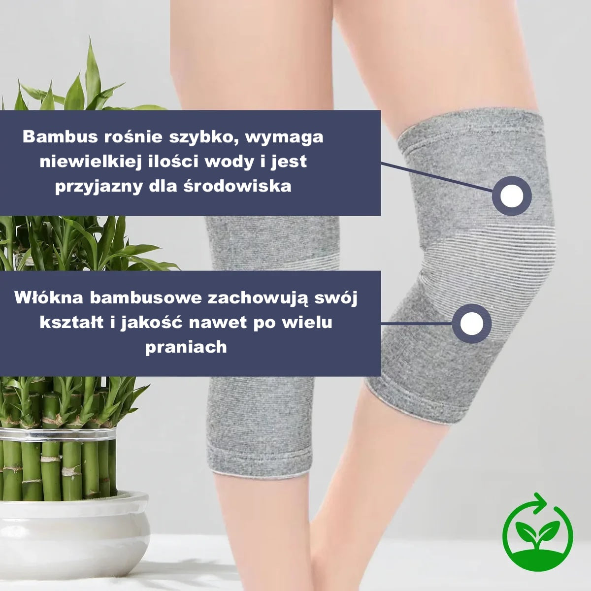 Opaski sportowe na kolana z włóknem bambusowym – elastyczne, oddychające