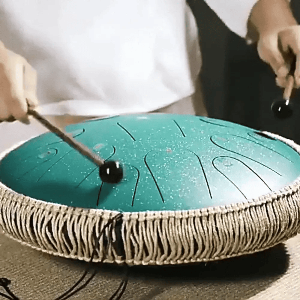 Bęben stalowy 15 tonów (handpan) – z pałeczkami i torbą, instrument perkusyjny