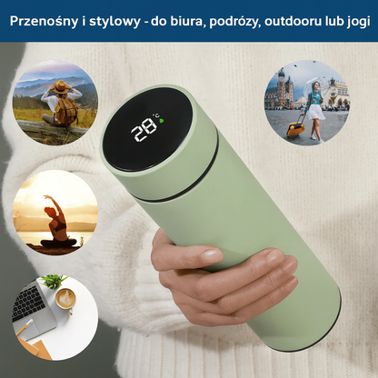 Termiczna butelka z wyświetlaczem LCD – stal nierdzewna, 500 ml, utrzymuje temperaturę do 24h