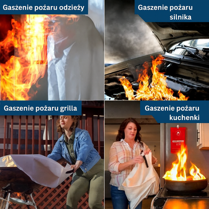 Koc gaśniczy do gaszenia ognia 1x1 m – wielofunkcyjna osłona przeciwpożarowa do kuchni, auta i warsztatu