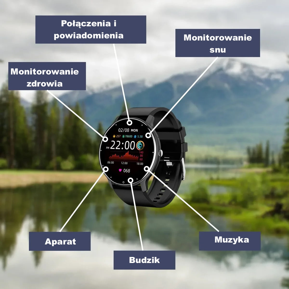 Smartwatch wodoodporny – śledzenie aktywności, powiadomienia, krokomierz