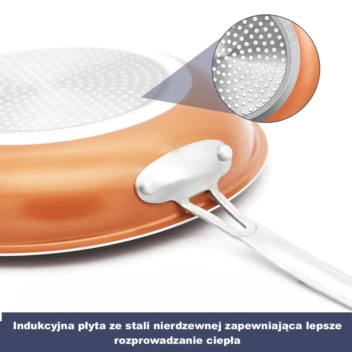 Patelnia z powłoką miedzianą nieprzywierającą – do indukcji i piekarnika, 3 rozmiary