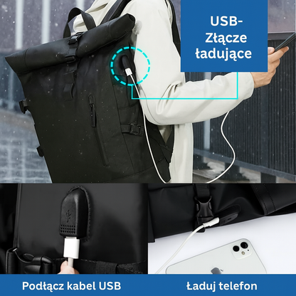 Wodoodporny plecak miejski z portem USB – idealny na laptopa, do pracy i podróży