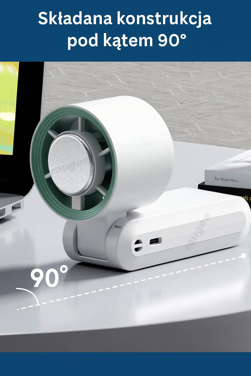 Wentylator przenośny na szyję z wyświetlaczem LED – bezłopatkowy mini wiatrak USB do pracy, podróży i upałów