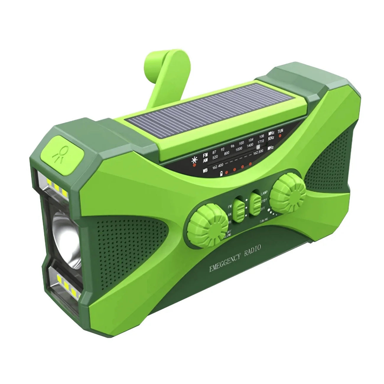 Radio awaryjne FM/AM/NOAA z latarką LED, alarmem SOS, korbką i panelem solarnym – 10000mAh powerbank