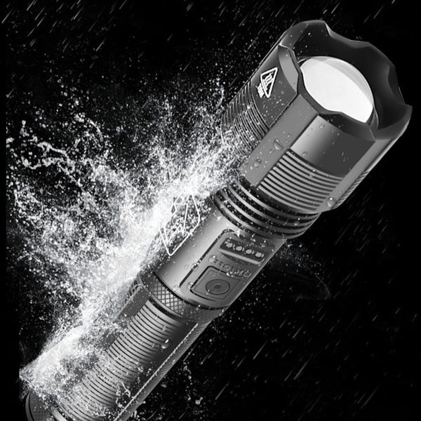 Latarka taktyczna LED z akumulatorem – wielofunkcyjna, ładowanie USB, tryby świecenia