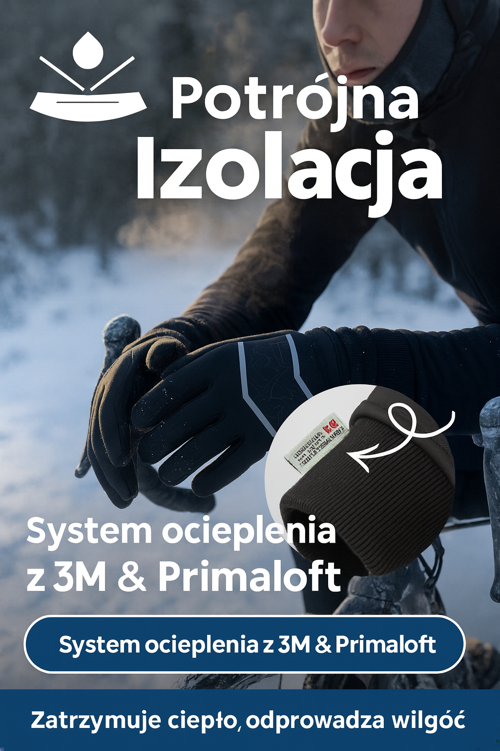 Rękawice zimowe męskie z ociepleniem  – wodoodporne, oddychające, antypoślizgowe