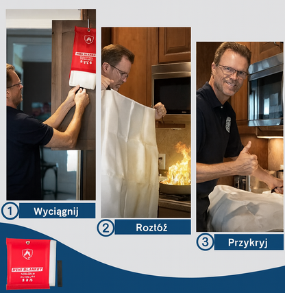 Koc gaśniczy do gaszenia ognia 1x1 m – wielofunkcyjna osłona przeciwpożarowa do kuchni, auta i warsztatu