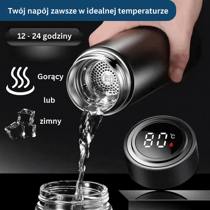 Termiczna butelka z wyświetlaczem LCD – stal nierdzewna, 500 ml, utrzymuje temperaturę do 24h