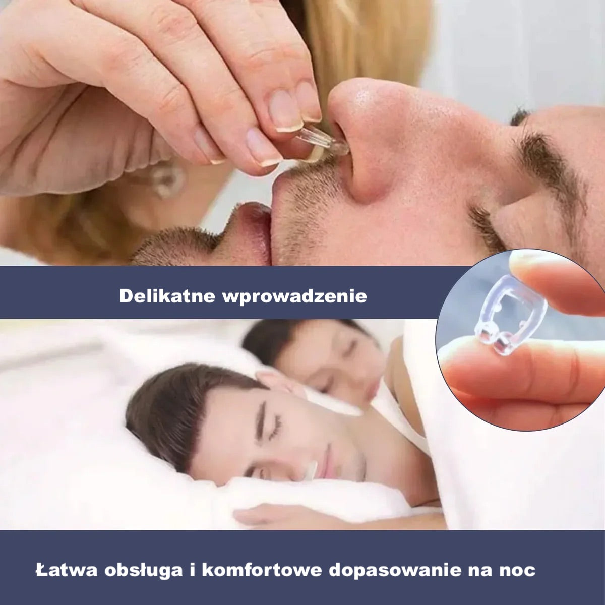 Silikonowy klips do nosa – akcesorium do komfortowego snu, z magnesami