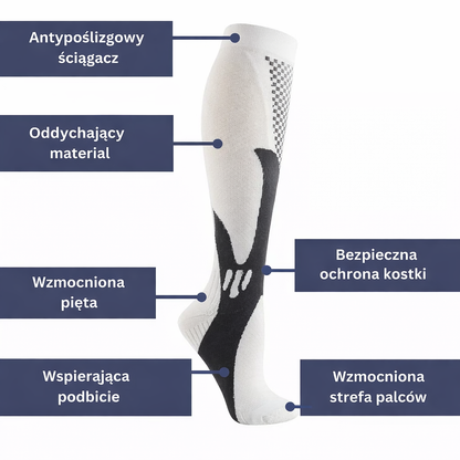 Skarpety sportowe kompresyjne unisex – oddychające, z ochroną kostki