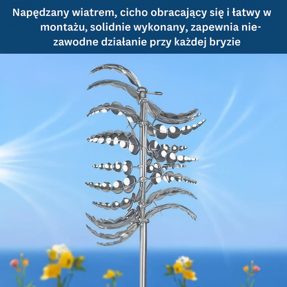 Metalowa ozdoba ogrodowa – obrotowy wiatrak 3D z efektem lustrzanym