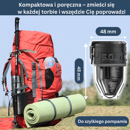 Kompresor elektryczny – przenośna pompka z zestawem końcówek do materacy, pontonów i opon