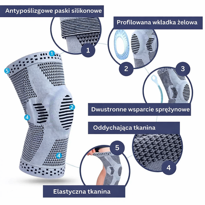 Opaska sportowa na kolano z żelową wkładką – elastyczna, oddychająca, z kompresją