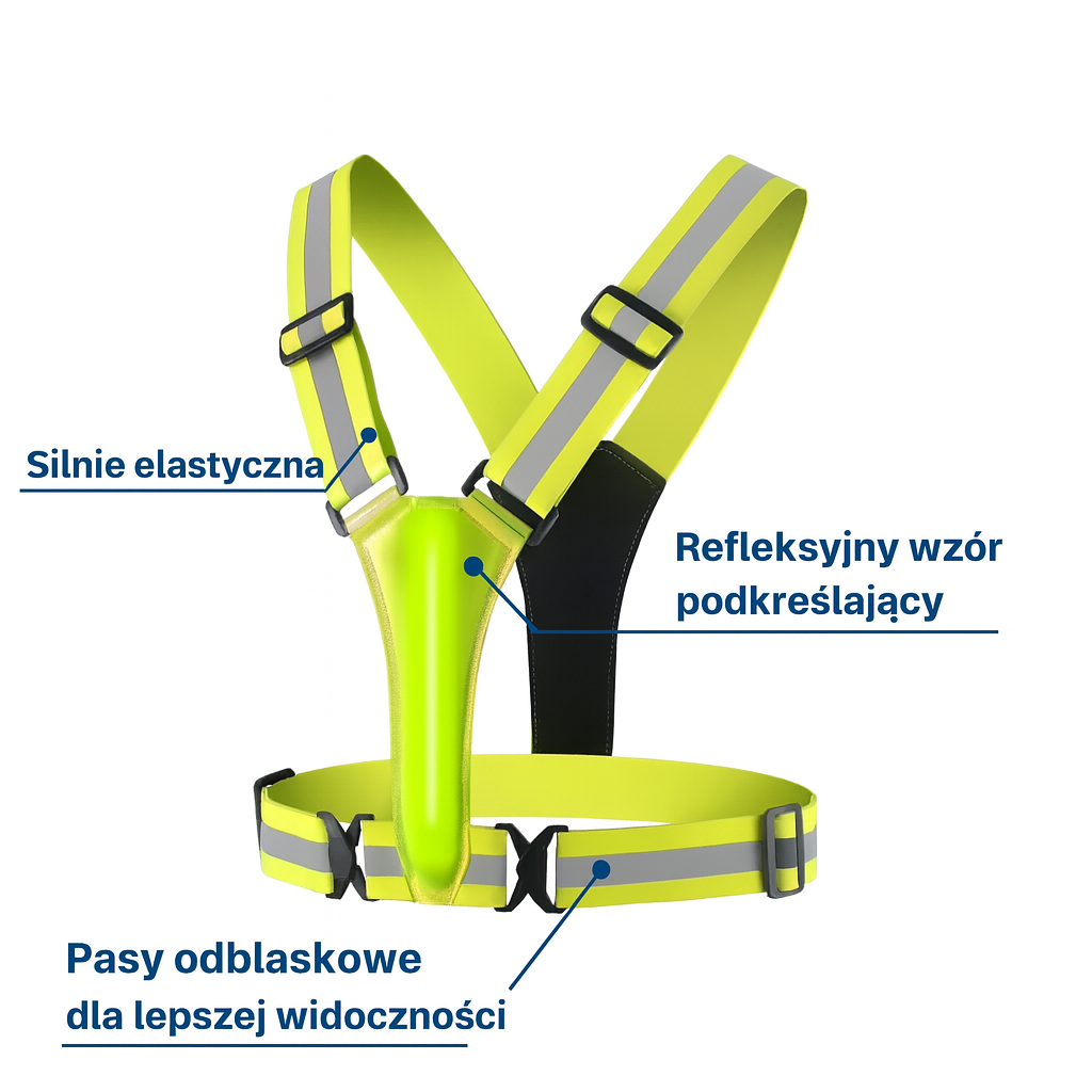 Regulowana szelka odblaskowa z LED – kamizelka bezpieczeństwa do biegania, jazdy na rowerze i spacerów