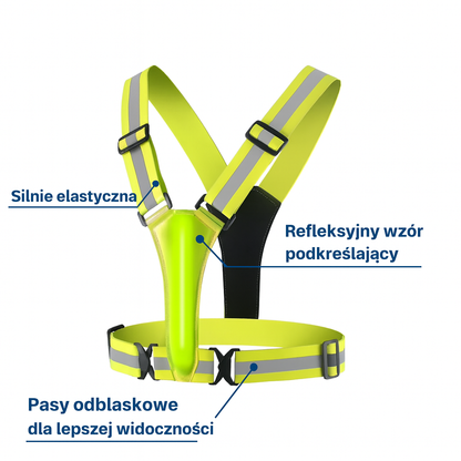 Regulowana szelka odblaskowa z LED – kamizelka bezpieczeństwa do biegania, jazdy na rowerze i spacerów