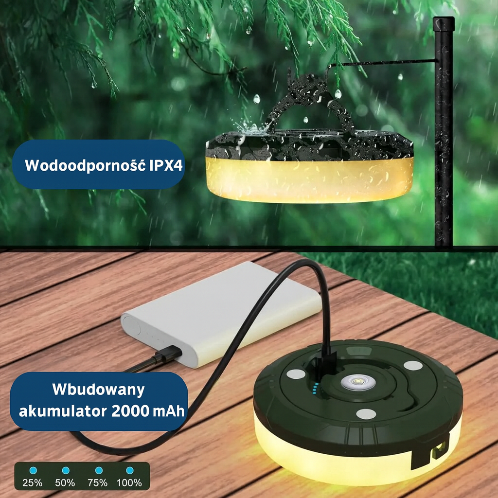 Lampki LED na camping 10 m – girlanda świetlna USB z etui, idealna do namiotu i ogrodu