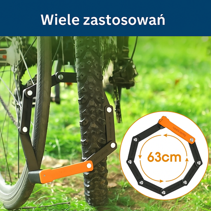 Zapięcie rowerowe składane  – kompaktowe, antykradzieżowe, z hartowanej stali