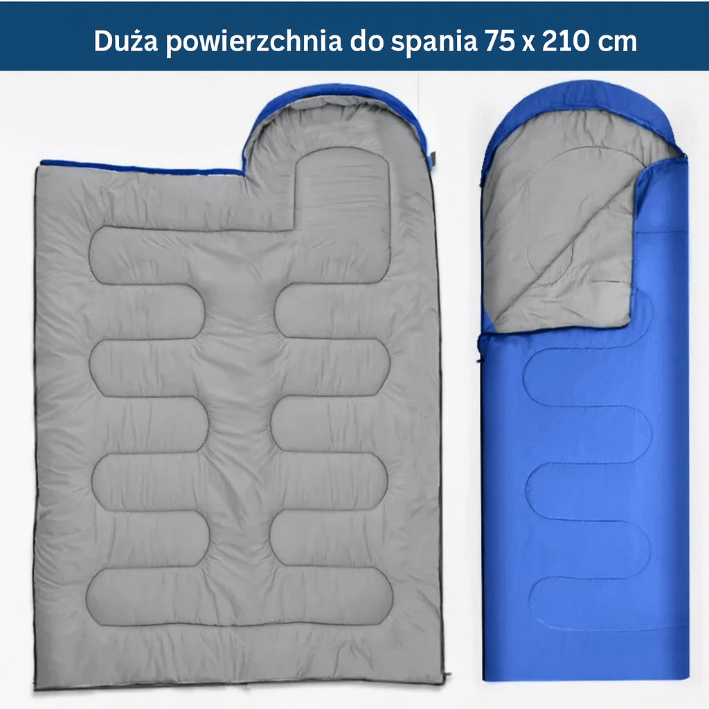 Śpiwór turystyczny z dużą powierzchnią do spania 75x210 cm – komfortowy i lekki
