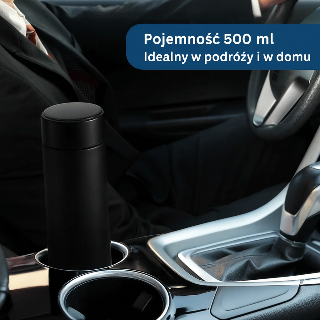 Termiczna butelka z wyświetlaczem LCD – stal nierdzewna, 500 ml, utrzymuje temperaturę do 24h