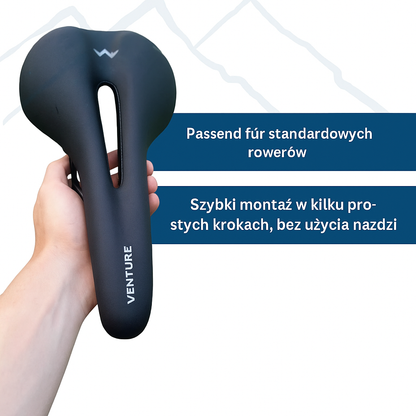 Siodełko rowerowe VENTURE – wodoodporne, ergonomiczne, z otworem wentylacyjnym i stalową ramą