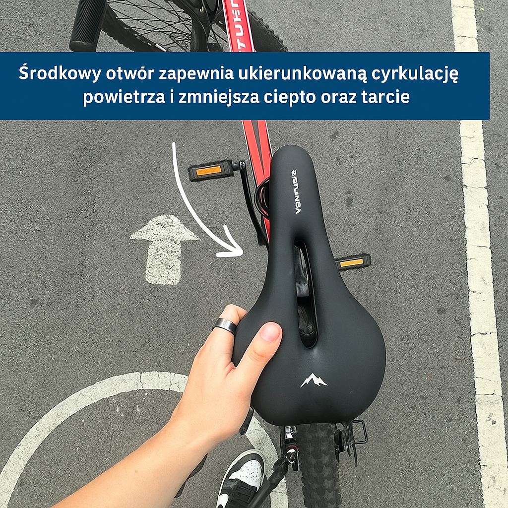 Siodełko rowerowe VENTURE – wodoodporne, ergonomiczne, z otworem wentylacyjnym i stalową ramą