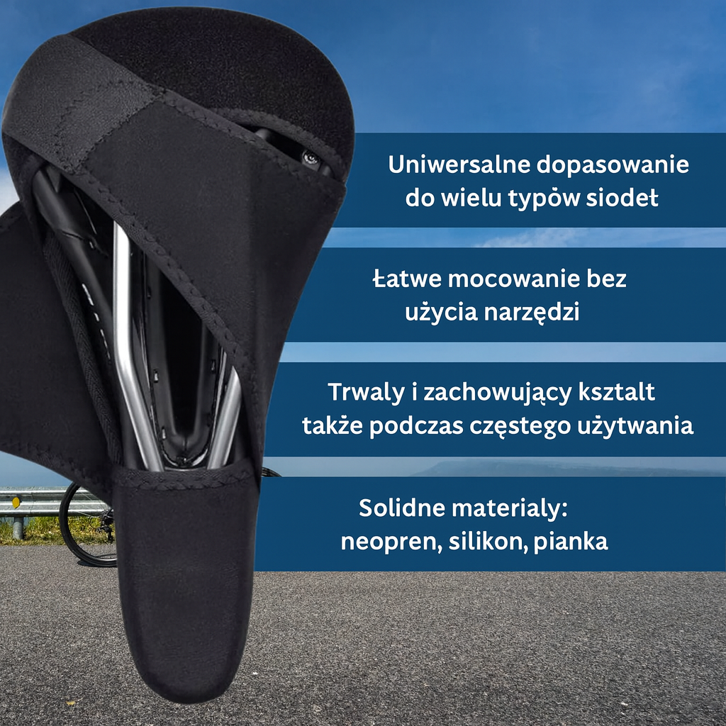 Nakładka na siodełko rowerowe z żelem silikonowym – komfortowa osłona na długie trasy
