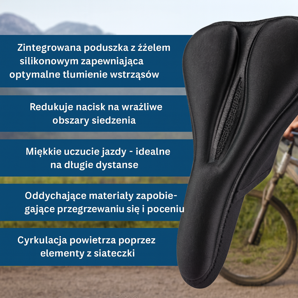 Nakładka na siodełko rowerowe z żelem silikonowym – komfortowa osłona na długie trasy