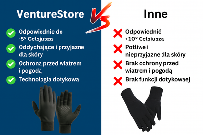 Rękawiczki zimowe Venture z funkcją dotykową, antypoślizgowe, wiatro- i wodoodporne