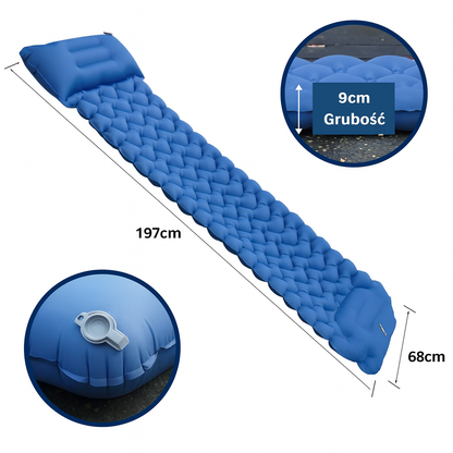 Materac turystyczny dmuchany z pompką nożną – ultralekki, kompaktowy, ergonomiczny