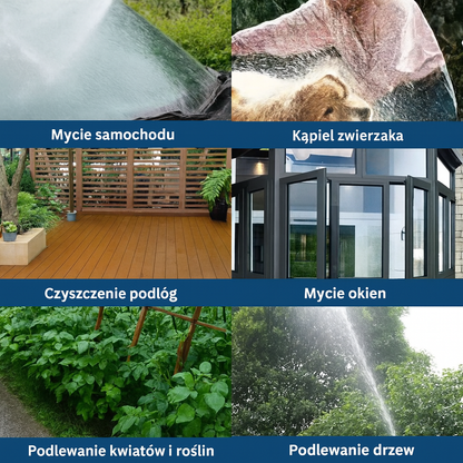 Pistolet do podlewania i mycia 37 cm – regulowany strumień, stal nierdzewna