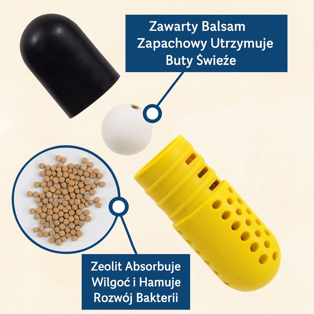 Neutralizator zapachów do butów z wkładem zapachowym i zeolitem